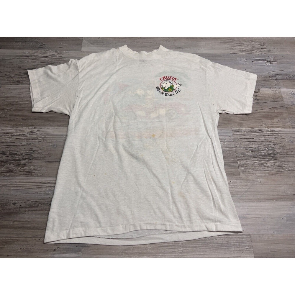 Vintage 80s 90s Myrtle Beach SC Tourist T-Shirt Single Stitch Dog Gone Surfers L